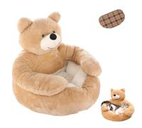 Teddy Bear Dog Bed with Arms, 2025 Cute Soft Warm Non-Slip Plush Cuddle Bear Pet Bed, Plush Cuddler for Small Dogs & Puppies, Washable Cute Pet Sofa,Soft and Comfortable (Yellow,X-Large)