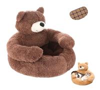 Teddy Bear Dog Bed with Arms, 2025 Cute Soft Warm Non-Slip Plush Cuddle Bear Pet Bed, Plush Cuddler for Small Dogs & Puppies, Washable Cute Pet Sofa,Soft and Comfortable (Brown,Medium)
