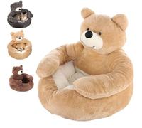 Teddy Bear Dog Bed with Arms,Cozy Fluffy Washable Cuddler Bed with Anti-Slip Bottom,Non-Slip Detachable Warm Cuddle B-ed for Cats Dogs,Puppy B-ed for Indoor Cats & Small Dogs