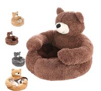 Teddy Bear Dog Bed with Arms, Cute Soft Warm Non-Slip Plush Cuddle Bear Pet Bed, Washable Cute Pet Sofa with Anti-Slip Bottom, Cozy Beds for Small Dogs & Cats (Brown,S)