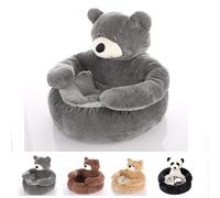 Teddy Bear Dog Bed with Arms，Plush Hugging Pet Sofa, Super Soft Cuddle Nest with Washable Cover & Non-Slip Bottom, Cozy Fluffy Plush Cat Sofa Bed with Arms for Cats Dogs (B,55cm)