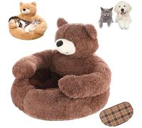 Teddy Bear Dog Bed with Arms,Soft Warm Comfortable Plush Cuddler Dogs Beds, with a Cool Mat, Cute Comfortable & Non-Slip, Detachable for Cat and Dogs (Brown,X-Large)