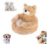 Teddy Bear Dog Bed with Arms, Teddy Bear Cuddler Dog Bed, Cute Detachable Cuddle Bears Dogs & Cat Beds, Ultra-soft Semi-enclosed, for Cats and Small Dogs(khaki,M)