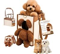 Teddy Bear Dog Carrier Bag, Cute Puppy Purse Shoulder Bag, 2 in 1 Multifunctional Pet Handbag with Peekaboo Window for Walks Travel Vet Visits (S)