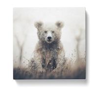Teddy Bear Double Exposure Canvas Print | Gallery Wrapped 30mm Frame Wall Art | 20x20 inches | Ready to Hang | Modern Animals Picture | Living Room Bedroom Lounge Office