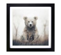 Teddy Bear Double Exposure Framed Print | 18x18 Inch Black Framed Wall Art | Ready to Hang | Modern Animal Picture | Living Room Bedroom Lounge Office
