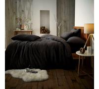 Smart Living Luxury Teddy Plain Duvet Cover And Pillowcase Set In Black Black