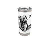 Teddy Bear Falling Leaf Autumn Sketch Stainless Steel Insulated Tumbler