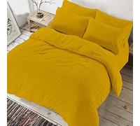 Teddy Bear Fleece Duvet Cover Quilt Bedding Set Luxury Thermal Warm Cosy & Temperature Control Soft Fluffy Quilt Cover with Matching Pillow Cases in Choice of Colours (Mustard, King)