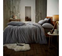 Smart Living Luxury Teddy Plain Duvet Cover And Pillowcase Set In Silver Silver