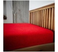 Smart Living Luxury Quality Fitted Teddy Bear Fleece Flannel Fitted Sheet in Red | Size: King Fitted Smart Living Red King Fitted