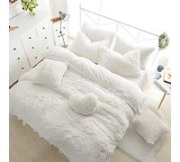 Teddy Bear Fleece Fitted Sheet Plain Thermal Winter Warm Soft Sherpa Cozy Bed Linen Bedding EXTRA DEEP 30CM SNUG FIT 12" inch Mattress Depth (White, Super King 12"/30cm Fitted Sheet)