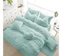 Teddy Bear Fleece Fitted Sheet Plain Thermal Winter Warm Soft Sherpa Cozy Bed Linen Bedding EXTRA DEEP 30CM SNUG FIT 12" inch Mattress Depth (Duck Egg, Single 12"/30cm Fitted Sheet)