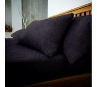 Teddy Bear Fleece Fitted Sheet Single, Double, King, Super King Size (Black, Super King)