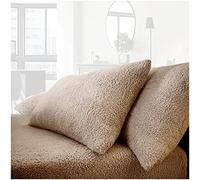 Teddy Bear Fleece Pillowcases 2 Pack, Premium Warm & Cozy Super Soft Plain Linen Pair of Pillow Case, Mink