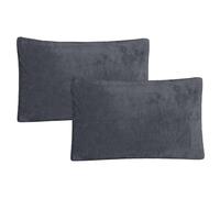 Teddy Bear Fleece Pillowcases, Easy Care 2 Packs Soft & Cosy Plain Sherpa Plush Housewife Fleece Pillow Cases, Modern Thermal Snugly Cases Pair 50 X 70cm, Charcoal