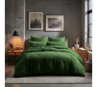 Teddy Bear Fleece Soft Cosy Duvet Cover + Pillow Case Set Green