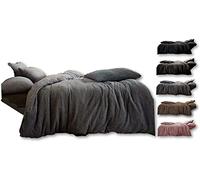 Teddy Bear Fleece Super Soft Fluffy Warm and Cosy Duvet Sets and Fitted Sheet (Silver, Double Duvet Set + Fitted Sheet)