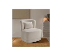 Teddy Bear Fur Upholstered Swivel Barrel Chair with Pillow in White The hot sale White
