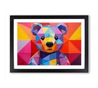 Teddy Bear Geometric Framed Wall Art Print, Ready to Hang Picture for Living Room Bedroom Home Office, Black A2 (66 x 48 cm)