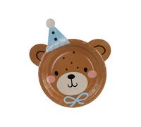 PartyDeco 6 Plates Teddy Bear Birthday Bear