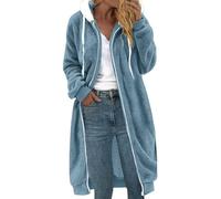 Teddy Bear Hoodies For Women UK Ladies Long Hooded Sweatshirts Plus Size Oversized Casual Thermal Jacket With Pocket Drawstring Fleece Hooded Cardigan Oversized Fleece Jacket Outdoor Blue 4XL