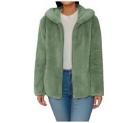 Teddy Bear Hoodies Women Fluffy Fleece Hoodie Jacket Full Zip Thick Pullover Sweatshirt Ladies Sherpa Lined Oversized Solid Color Outwear Hooded Sweat Cozy Chunky Coats Cropped Tops