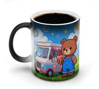 Teddy Bear Ice Cream Van Color Changing Mug 12 Oz Magic Heat Sensitive Ceramic Coffee Cup Novelty Heat Activated Cup for Office Home Use, Unique Gift Idea for Coffee Tea Drinkers