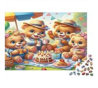 Teddy Bear Jigsaw Puzzle 1000 Piece Recycled Paper Adults Picnic Jigsaws Impossible Challenge Educational Decompression Great Gift Idea 52x38cm/1000pcs