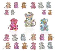 Teddy Bear Key Ring Mini Cute Tiny Keychain for Birthday, Bag Filler, Car Fobs, School Prize Gift for Girls Boys Women Men Mum and Dad 12 Pack