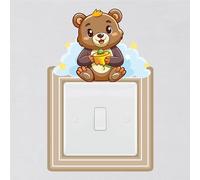 Teddy Bear Light Switch Surround Sticker Nursery Teddy and Stars Childrens Decal Wall Art Sticker Vinyl Kids Boys Girl Bedroom Room Decor