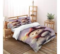 Teddy Bear Magic Bedding Set Theme Bedspread Animal Themes Wildlife Duvet Cover Set Chic Breathable Quilt Cover Universal for All Seasons with Pillow Double（200x200cm）