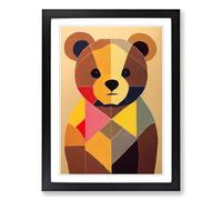 Teddy Bear Mid Century Vol.1 Framed Print | A2 Black Framed Wall Art | Ready to Hang | Mid-Century Modern Animal Picture | Living Room Bedroom Lounge Office