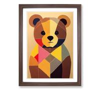 Teddy Bear Mid Century Vol.1 Framed Print | A2 Walnut Framed Wall Art | Ready to Hang | Mid-Century Modern Animal Picture | Living Room Bedroom Lounge Office