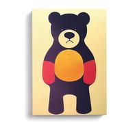 Teddy Bear Mid Century Vol.2 Canvas Print | Gallery Wrapped 30mm Frame Wall Art | 30x20 inches | Ready to Hang | Mid-Century Modern Animals Picture | Living Room Bedroom Lounge Office
