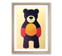 Teddy Bear Mid Century Vol.2 Framed Print | A2 Oak Framed Wall Art | Ready to Hang | Mid-Century Modern Animal Picture | Living Room Bedroom Lounge Office