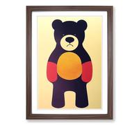 Teddy Bear Mid Century Vol.2 Framed Print | A2 Walnut Framed Wall Art | Ready to Hang | Mid-Century Modern Animal Picture | Living Room Bedroom Lounge Office