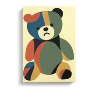 Teddy Bear Mid Century Vol.3 Canvas Print | Gallery Wrapped 30mm Frame Wall Art | 30x20 inches | Ready to Hang | Mid-Century Modern Animals Picture | Living Room Bedroom Lounge Office
