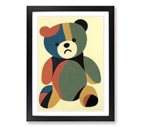 Teddy Bear Mid Century Vol.3 Framed Print | A2 Black Framed Wall Art | Ready to Hang | Mid-Century Modern Animal Picture | Living Room Bedroom Lounge Office
