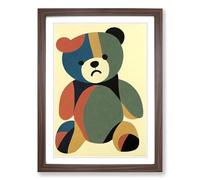 Teddy Bear Mid Century Vol.3 Framed Print | A2 Walnut Framed Wall Art | Ready to Hang | Mid-Century Modern Animal Picture | Living Room Bedroom Lounge Office
