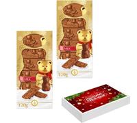 Teddy Bear Milk Chocolate Festive Bar 2 x 120g With Christmass Gift Box - stocking fillers or a festive treat -ldt