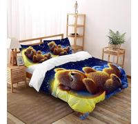 Teddy Bear Moon Bedding Set 3D Digital Printing Animal Theme Duvet Cover Set Pillowcase Microfiber Universal for All Seasons Super King（260x220cm）