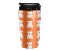 Teddy Bear Pattern Plastic Coffee Cup Travel Mug Double Walled Leakproof Tumbler with Lid for Home Office 250ml
