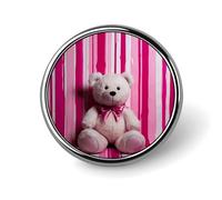 Teddy Bear Peach Rose Button Pins - Personalized Round Badges for Women Men Custom Photo Buttons for Backpack Cloth Decoration Souvenir Gifts, Metal Badge Brooch Party Costume Accessory