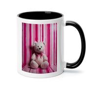 Teddy Bear Peach Rose Ceramic Coffee Mug with Handle 11 Ounces, Porcelain Mug Coffee Cup Tea Mug Water Cup Ideal for Coffee,Tea,Latte,Cappuccino,Microwave & Dishwasher Safe Unique Gift Cup