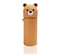 Teddy Bear Pencil Case - 2 in 1 Soft Silicone Zipper Cute Kawaii Stationery with Large Capacity for School Supplies, Soft & Durable Pouch for Kids and Teens(18.5 cm)