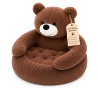 Teddy Bear Pet Bed for Small Dogs and Cats, Plush Dog Bed，Brown：L