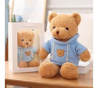 Teddy Bear Plush- cuddly soft toys - 30cm brown bear in Blue T-shirt - Cute Stuffed animal - Lovely Gift for Kids, Girls, boys, Girlfriend for Christmas, Valentine & birthday (Blue Bear)