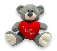 Teddy Bear Plush Holding “I Love You” Heart | Soft & Cuddly Stuffed Bear | Romantic Gift for Valentine’s Day, Anniversary, Birthday & Special Occasions (GREY BEAR, 11INCH)