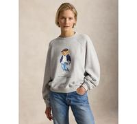 Teddy Bear Print Crew Neck Sweatshirt grey